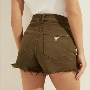 Guess Women’s High Waist Denim Short In Green Size 26
